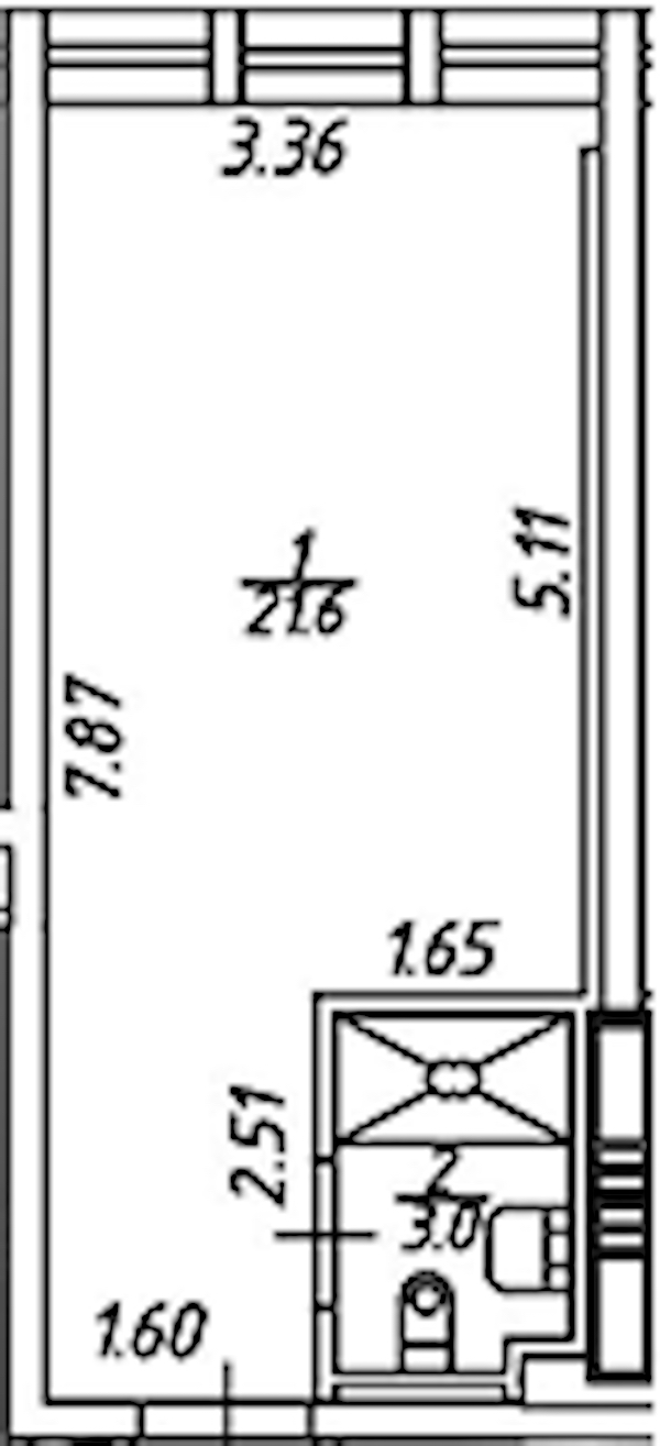 Квартира студия 21.53 м², 4/15 эт., Апарт-отель «Апарт-отель 25-7 Заневский»